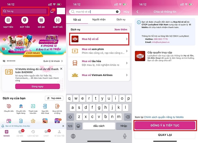 Cách mua vé số kiến thiết online trên MoMo Cách mua vé số kiến thiết online trên MoMo