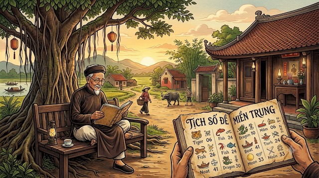 Mỗi con số trong bảng tịch số đề miền Trung tương ứng với một hình ảnh nhất định Mỗi con số trong bảng tịch số đề miền Trung tương ứng với một hình ảnh nhất định